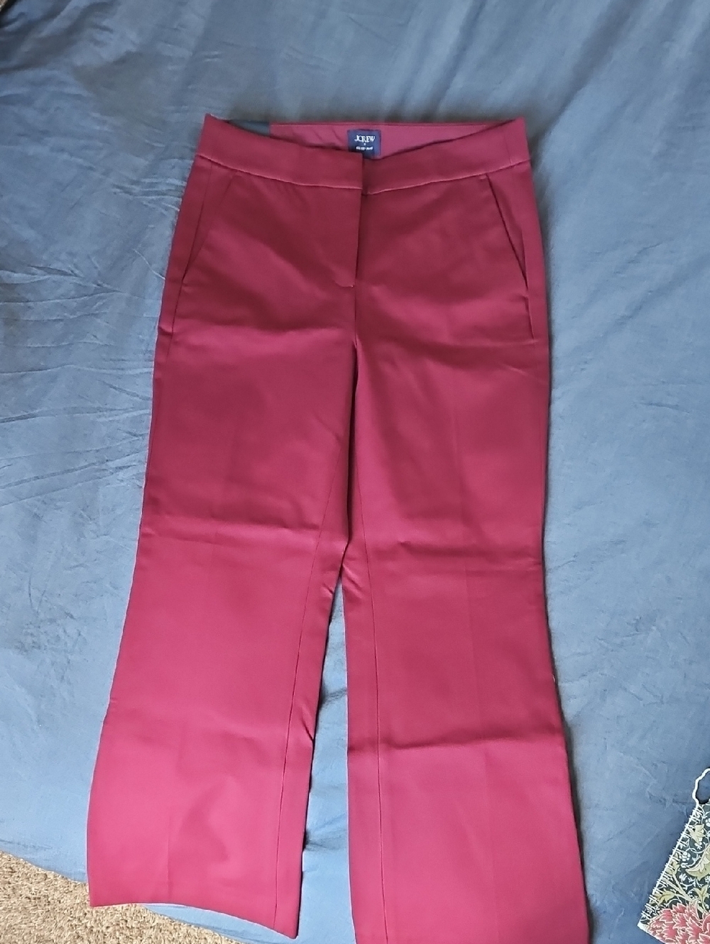J. Crew Factory Raspberry-Red Cropped Flare Kelsey Pants - Picture 2 of 6